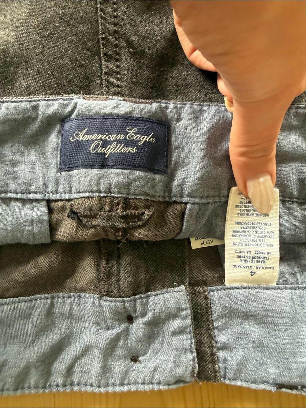 Vintage American Eagle Outfitters Low Rise Shorts Gray Linen Shorts Y2K low cut - Picture 4 of 7